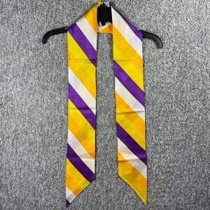 Vintage Striped Skinny Scarf Hair Tie Neckerchief Ascot Cravat Purple Gold 62x4